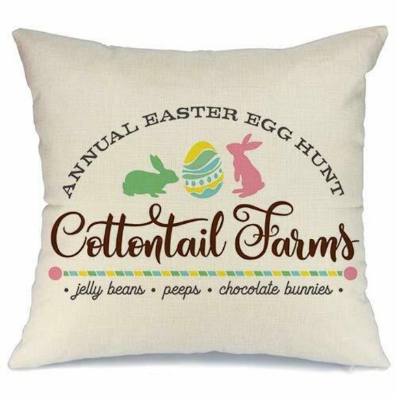 SET OF TWO (2) Easter Bunny Rabbit Pillow Cover 18 x 18 Cottontail Farms NEW - Picture 1 of 10